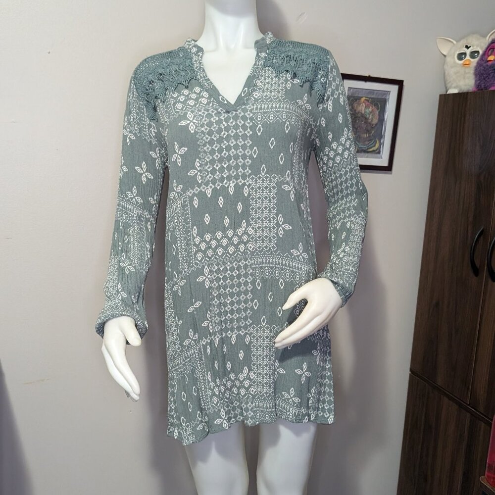 Miami Mint Green Patterned Dress M GUC